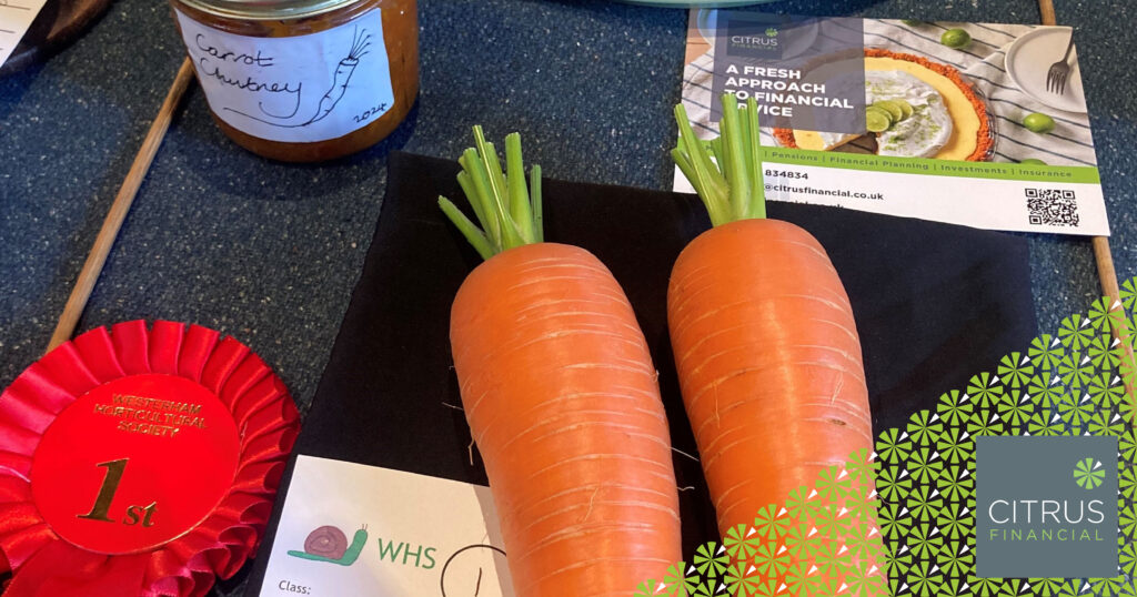 Prize winning carrots, chutney and cake