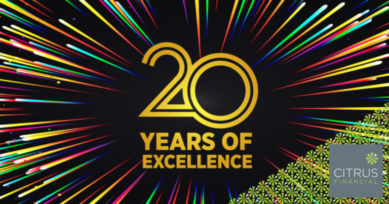 Logo for 20 years of excellence for the Professional Adviser awards