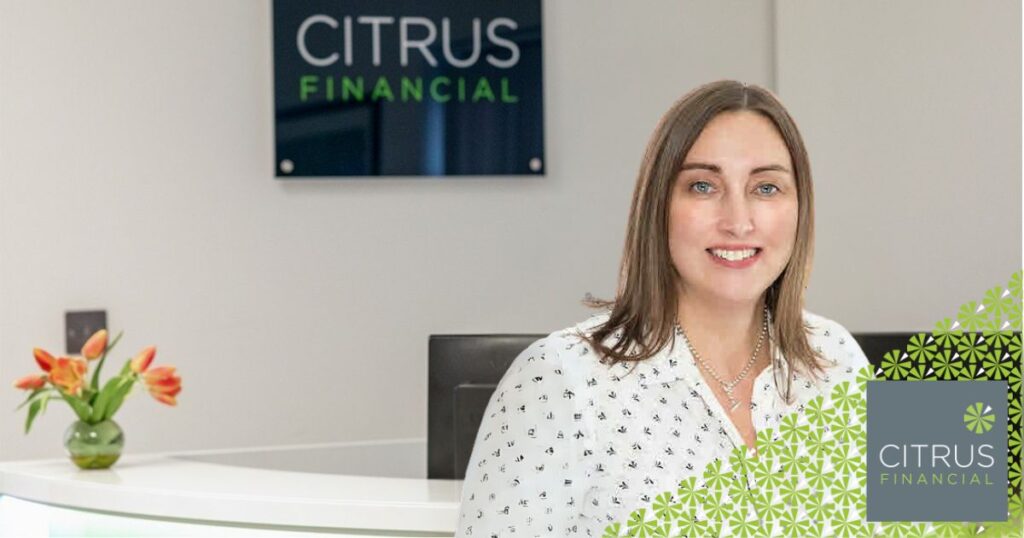 Female Mortgage adviser, Nicky Kirton, in reception at Citrus Financial in Sevenoaks