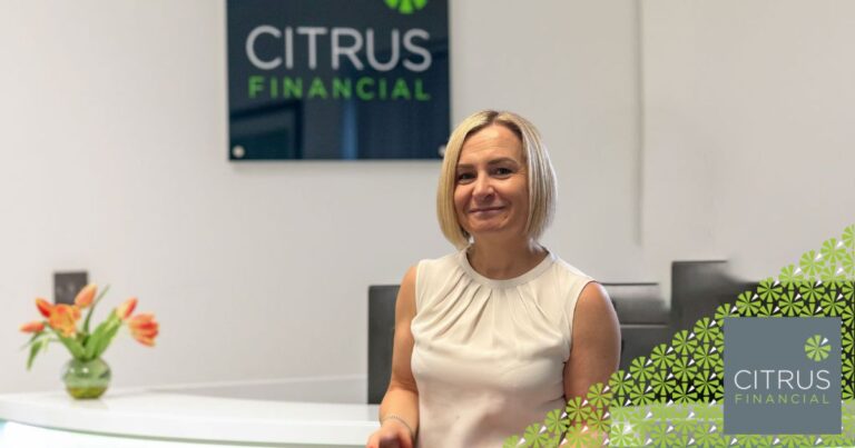 Female financial adviser Karen Gorbutt, in reception at Citrus Financial, Sevenoaks