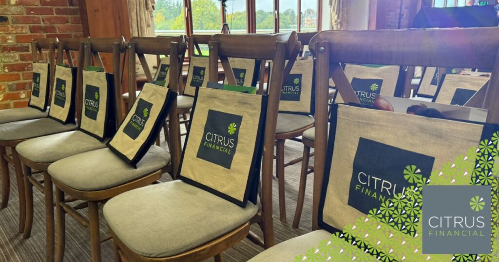 Welcome packs waiting for over 80 guests at Guests attending Citrus Financial’s Inheritance Tax event in Westerham.