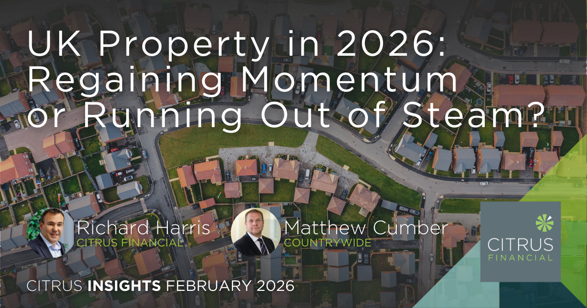 UK residential housing market concept with suburban homes symbolising 2026 outlook