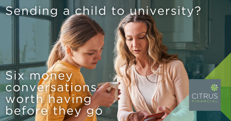 Parent and student reviewing university money plans together